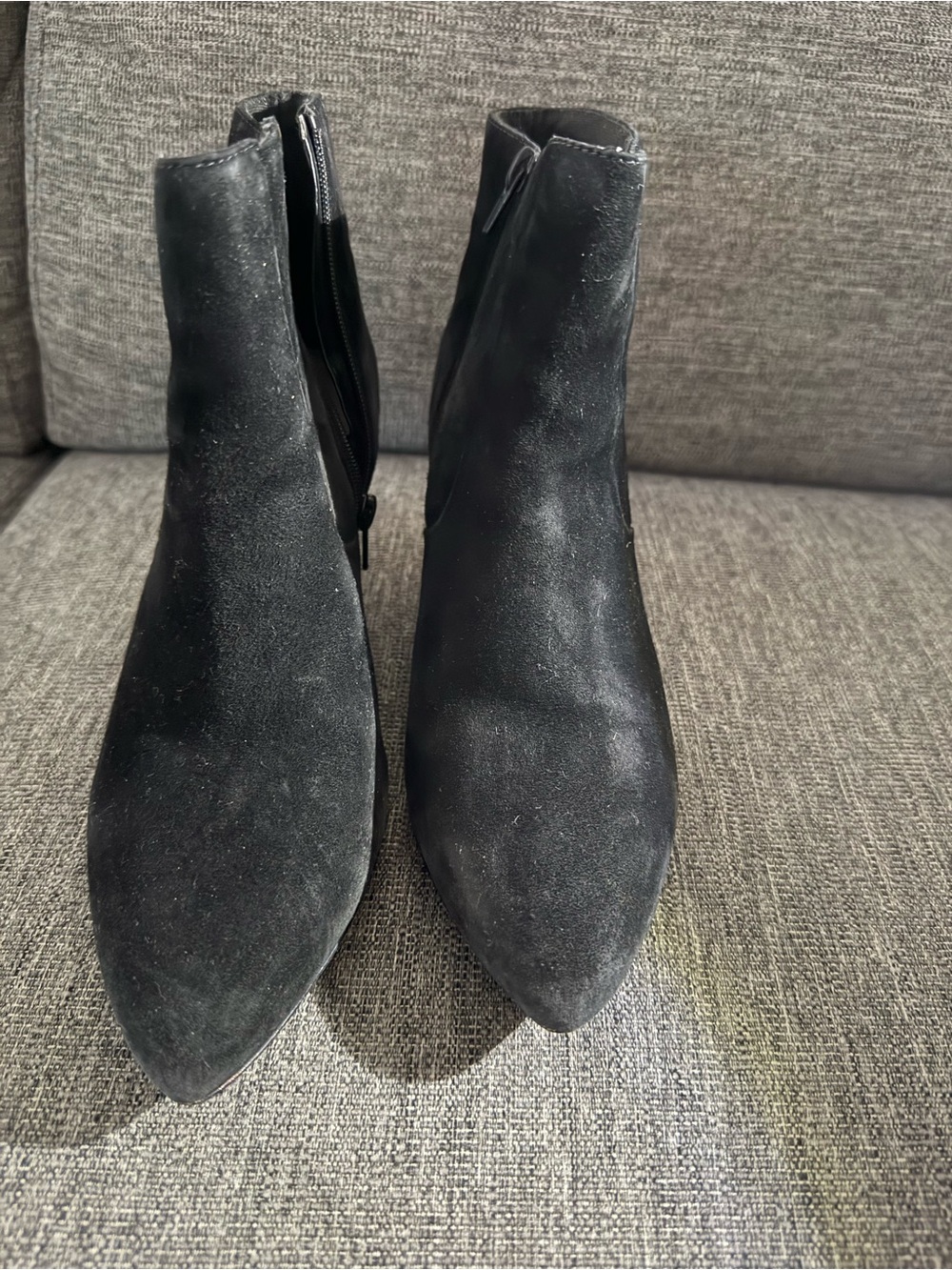 Clarks Black Suede Pointed-Toe Ankle Booties